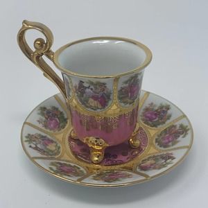 Vintage J & C BAVARIA GERMANY HAND PAINTED CUP & SAUCER RARE